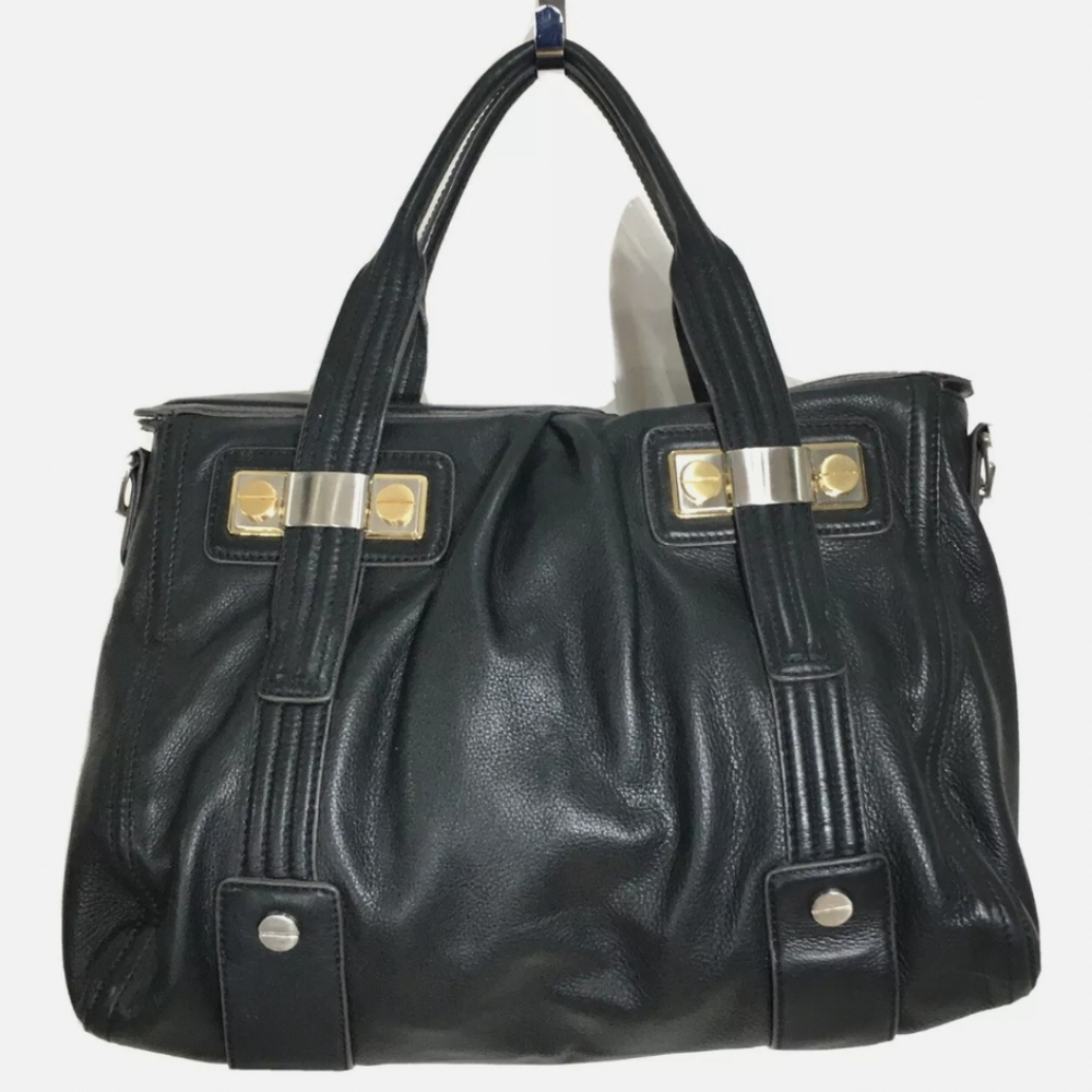 B. Makowsky Handbag Women's Large Black Soft Leather Double Handle Satchel